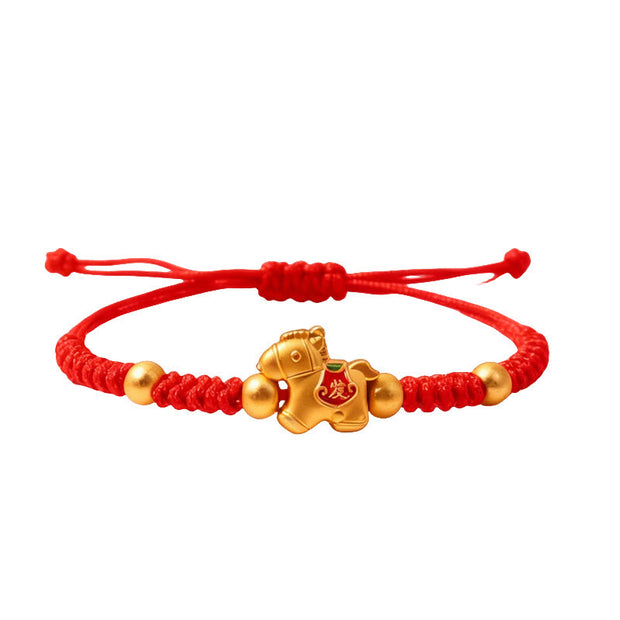 Buddha Stones Chinese Zodiac Year Of The Horse Get Rich Charm Red String Strength Bracelet - image 1