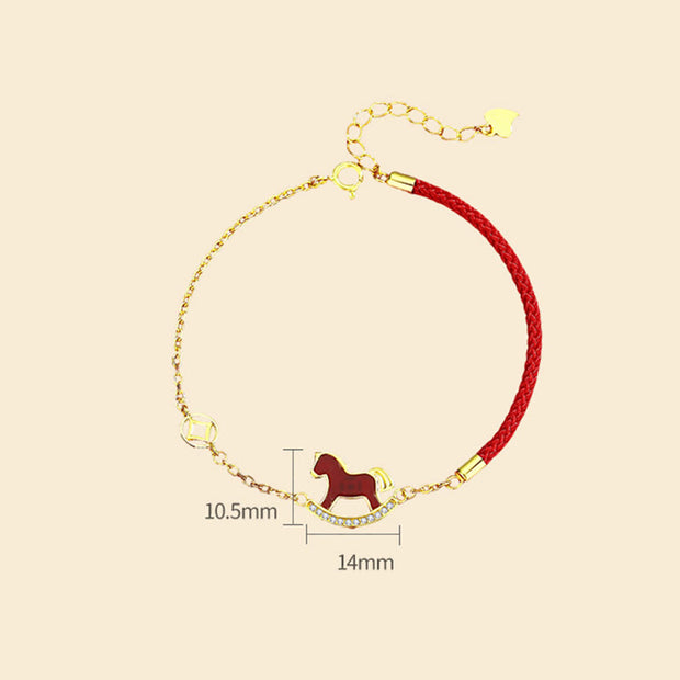 Buddha Stones 925 Sterling Silver Year Of The Horse Charm Red Agate Calm Chain Bracelet - image 9