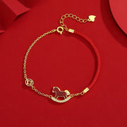 Buddha Stones 925 Sterling Silver Red String Red Agate Year Of The Horse Connection Bracelet - image 1