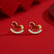 Buddha Stones 925 Sterling Silver Red String Red Agate Year Of The Horse Connection Bracelet - Horse Earrings - image 12