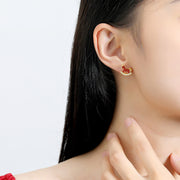 Buddha Stones 925 Sterling Silver Year Of The Horse Design Red Agate Confidence Earrings - image 4