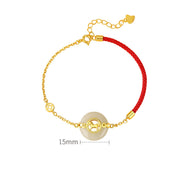 Buddha Stones 925 Sterling Silver Hetian Jade Peace Buckle Year Of The Horse Red String Bracelet - image 5