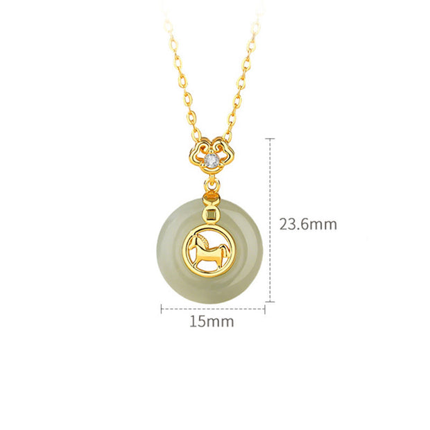 Buddha Stones 925 Sterling Silver Hetian Jade Peace Buckle Year Of The Horse Red String Bracelet - image 16