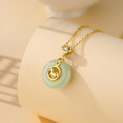 Buddha Stones 925 Sterling Silver Hetian Jade Peace Buckle Year Of The Horse Red String Bracelet - image 11