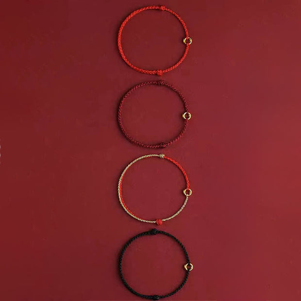 Buddha Stones Small Peace Buckle Red String Connection Braided Adjustable Bracelet Anklet - image 14