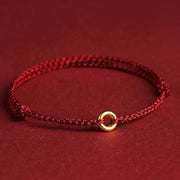 FREE Today: Luck Connection Small Peace Buckle Braided String Adjustable Bracelet Anklet - Darkred Anklet - image 0