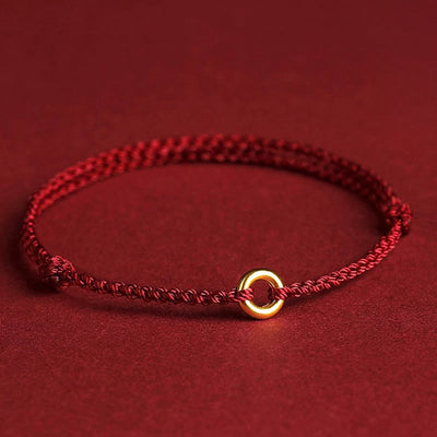 FREE Today: Luck Connection Small Peace Buckle Braided String Adjustable Bracelet Anklet - Darkred Anklet - image 0