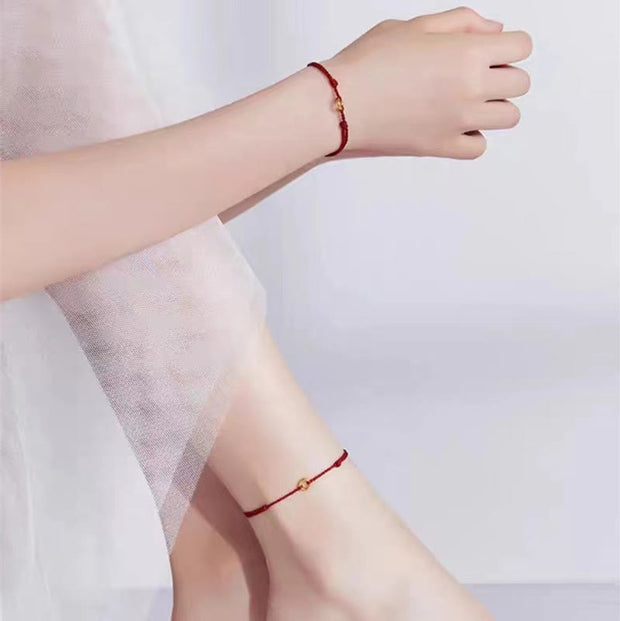 Buddha Stones Small Peace Buckle Red String Connection Braided Adjustable Bracelet Anklet - image 16