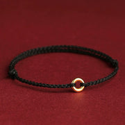 Buddha Stones Small Peace Buckle Red String Connection Braided Adjustable Bracelet Anklet - Black Anklet - image 9