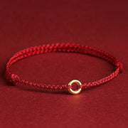 Buddha Stones Small Peace Buckle Red String Connection Braided Adjustable Bracelet Anklet - Red Anklet - image 5