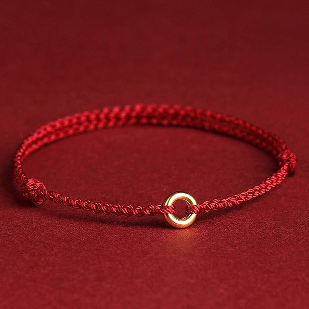Buddha Stones Small Peace Buckle Red String Connection Braided Adjustable Bracelet Anklet - Red Anklet - image 5