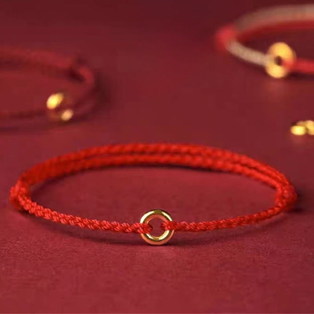Buddha Stones Small Peace Buckle Red String Connection Braided Adjustable Bracelet Anklet - image 6