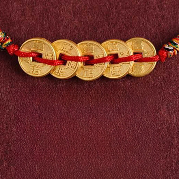 FREE Today: Protection Strength Five Copper Coins Design Braided String Bracelet Anklet - image 5