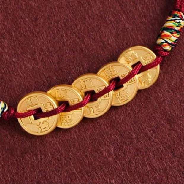 FREE Today: Protection Strength Five Copper Coins Design Braided String Bracelet Anklet - image 6