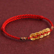 FREE Today: Protection Strength Five Copper Coins Design Braided String Bracelet Anklet - image 3
