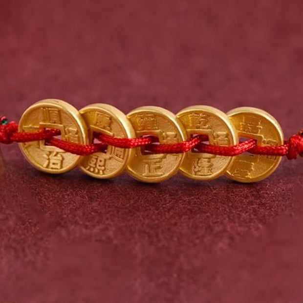 FREE Today: Protection Strength Five Copper Coins Design Braided String Bracelet Anklet - image 4