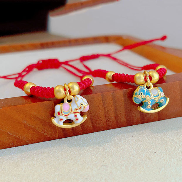 Buddha Stones Chinese Zodiac Year Of The Horse Red String Copper Luck Bracelet - image 4
