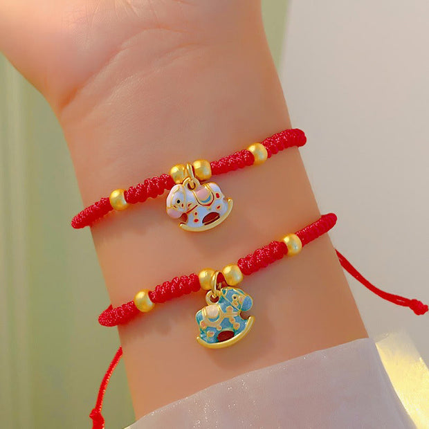 Buddha Stones Chinese Zodiac Year Of The Horse Red String Copper Luck Bracelet - image 2