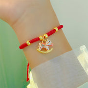 Buddha Stones Chinese Zodiac Year Of The Horse Red String Copper Luck Bracelet - White Horse(Wrist Circumference: 10-18cm) - image 1