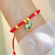 Buddha Stones Small Year Of The Horse Red String Copper Luck Adjustable Bracelet - Green Horse(Wrist Circumference: 10-18cm) - image 0