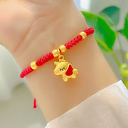 Buddha Stones Winged Year Of The Horse Red String Copper Braided Connection Bracelet - Red Winged Horse - image 0