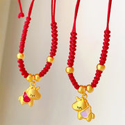 Buddha Stones Winged Year Of The Horse Red String Copper Braided Connection Bracelet - image 2