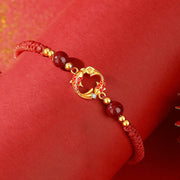 Buddha Stones 925 Sterling Silver Plated 18k Gold Koi Fish Cinnabar Red String Connection Bracelet - Golden Koi Fish Bracelet - image 4