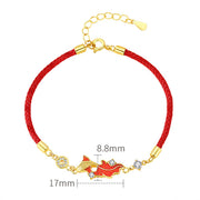 Buddha Stones 925 Sterling Silver Koi Fish Design Red String Blessing Bracelet - image 4