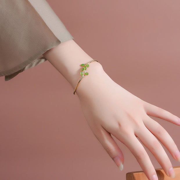 Buddha Stones 925 Sterling Silver Green Jasper Leave Design Balance Earrings - image 12