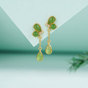 Buddha Stones 925 Sterling Silver Leaves Tassel Design Green Jasper Protection Necklace Pandant - image 16