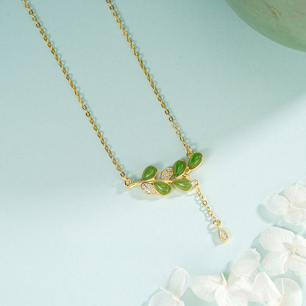 Buddha Stones 925 Sterling Silver Leaves Engraved Green Jasper Protection Bracelet Bangle - image 9