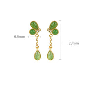 Buddha Stones 925 Sterling Silver Leaves Engraved Green Jasper Protection Bracelet Bangle - image 19