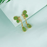 Buddha Stones 925 Sterling Silver Leaves Engraved Green Jasper Protection Bracelet Bangle - image 17