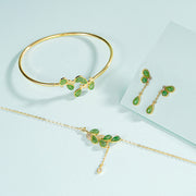 Buddha Stones 925 Sterling Silver Green Jasper Leave Design Balance Earrings - image 20