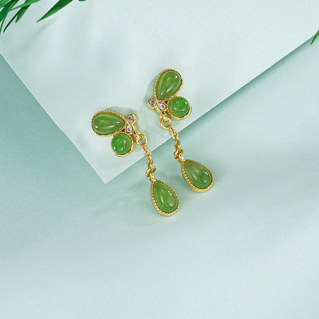 Buddha Stones 925 Sterling Silver Leaves Engraved Green Jasper Protection Bracelet Bangle - image 17