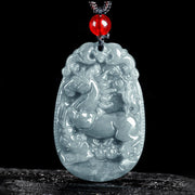 Buddha Stones Chinese Zodiac Jade Year of the Horse Luck Rope Necklace Pendant - Horse - image 0