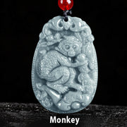 Buddha Stones Chinese Zodiac Jade Year of the Horse Luck Rope Necklace Pendant - Monkey - image 18