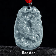 Buddha Stones Chinese Zodiac Jade Year of the Horse Luck Rope Necklace Pendant - Rooster - image 19