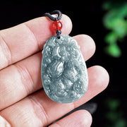 Buddha Stones Chinese Zodiac Jade Year of the Horse Luck Rope Necklace Pendant - image 9