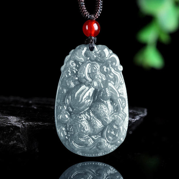 Buddha Stones Chinese Zodiac Jade Year of the Horse Luck Rope Necklace Pendant - image 8