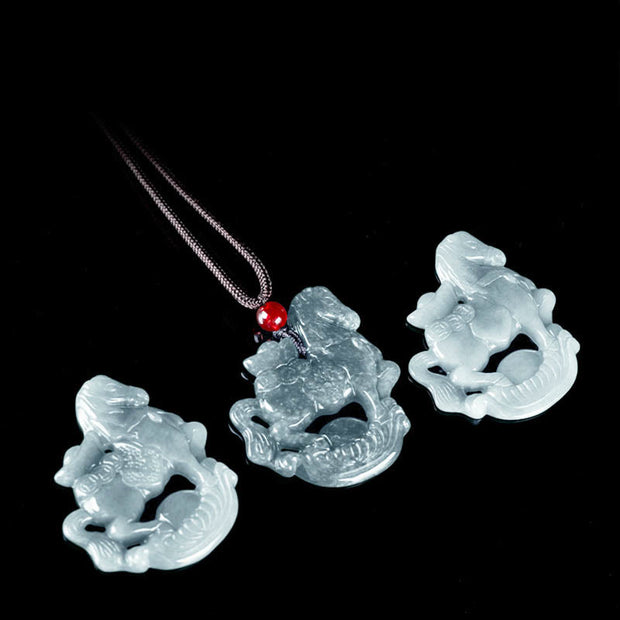 Buddha Stones Year of the Horse Jade Ingot Luck Prosperity Rope Necklace Pendant - image 11