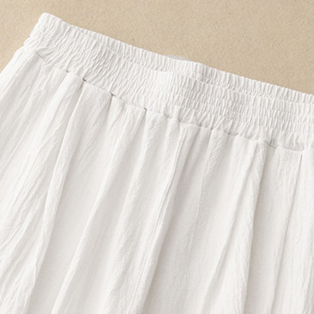 Buddha Stones Commute Solid Color Women's Harem Elastic Waist Cotton 7-8 Length Pants With Pockets - image 11