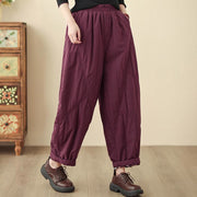 Buddha Stones Winter Plain High Waist Cotton Women's Harem Thermal Elastic Waist Pants With Pockets - image 24