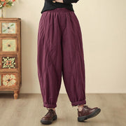 Buddha Stones Winter Plain High Waist Cotton Women's Harem Thermal Elastic Waist Pants With Pockets - Brown - US8-10，UK/AU12-14，EU40-42 (2XL) - image 21
