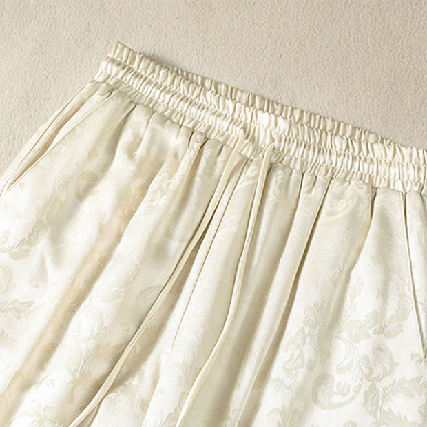 Buddha Stones Jacquard High Waist Design Women's Wide Leg Thermal Thickened Pants With Pockets - image 2