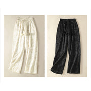 Buddha Stones Jacquard High Waist Design Women's Wide Leg Thermal Thickened Pants With Pockets - image 19