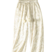 Buddha Stones Jacquard High Waist Design Women's Wide Leg Thermal Thickened Pants With Pockets - image 9