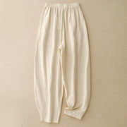 Buddha Stones Fall Solid Color Patchwork Simple Design Women's Wide Leg Pants With Pockets - Beige - US8-10，UK/AU12-14，EU40-42 (2XL) - image 1