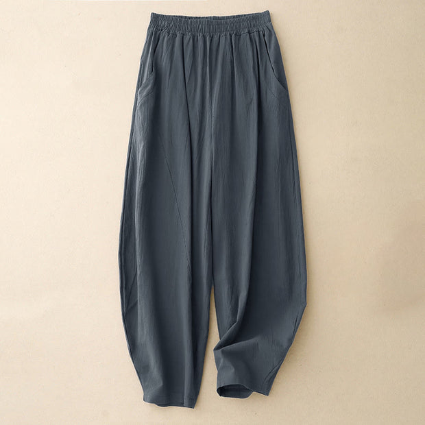 Buddha Stones Fall Solid Color Patchwork Simple Design Women's Wide Leg Pants With Pockets - Gray - US8-10，UK/AU12-14，EU40-42 (2XL) - image 10