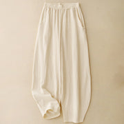 Buddha Stones Fall Solid Color Patchwork Simple Design Women's Wide Leg Pants With Pockets - image 0